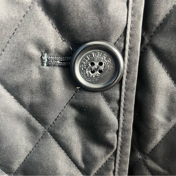 BURBERRY London QUILTED JACKET WOMENS Small BLACK Button Nova Double Breast - Picture 16 of 16